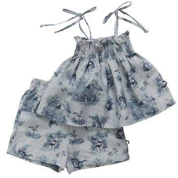 Kids Smocked Set - Ciel/toile de jouy