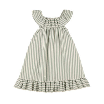 Long Ruffles Stripes Dress