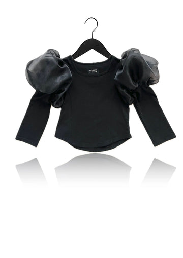 Organza Top with Cotton Black