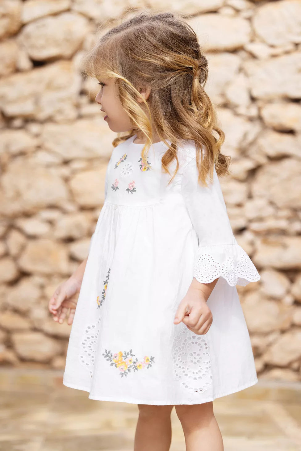 Blanc Floral Eyelit Dress