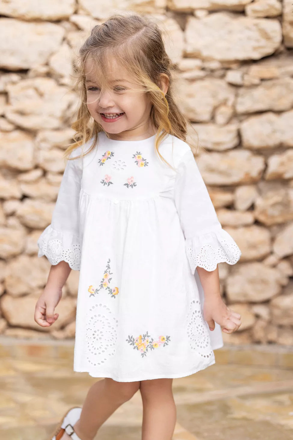 Blanc Floral Eyelit Dress