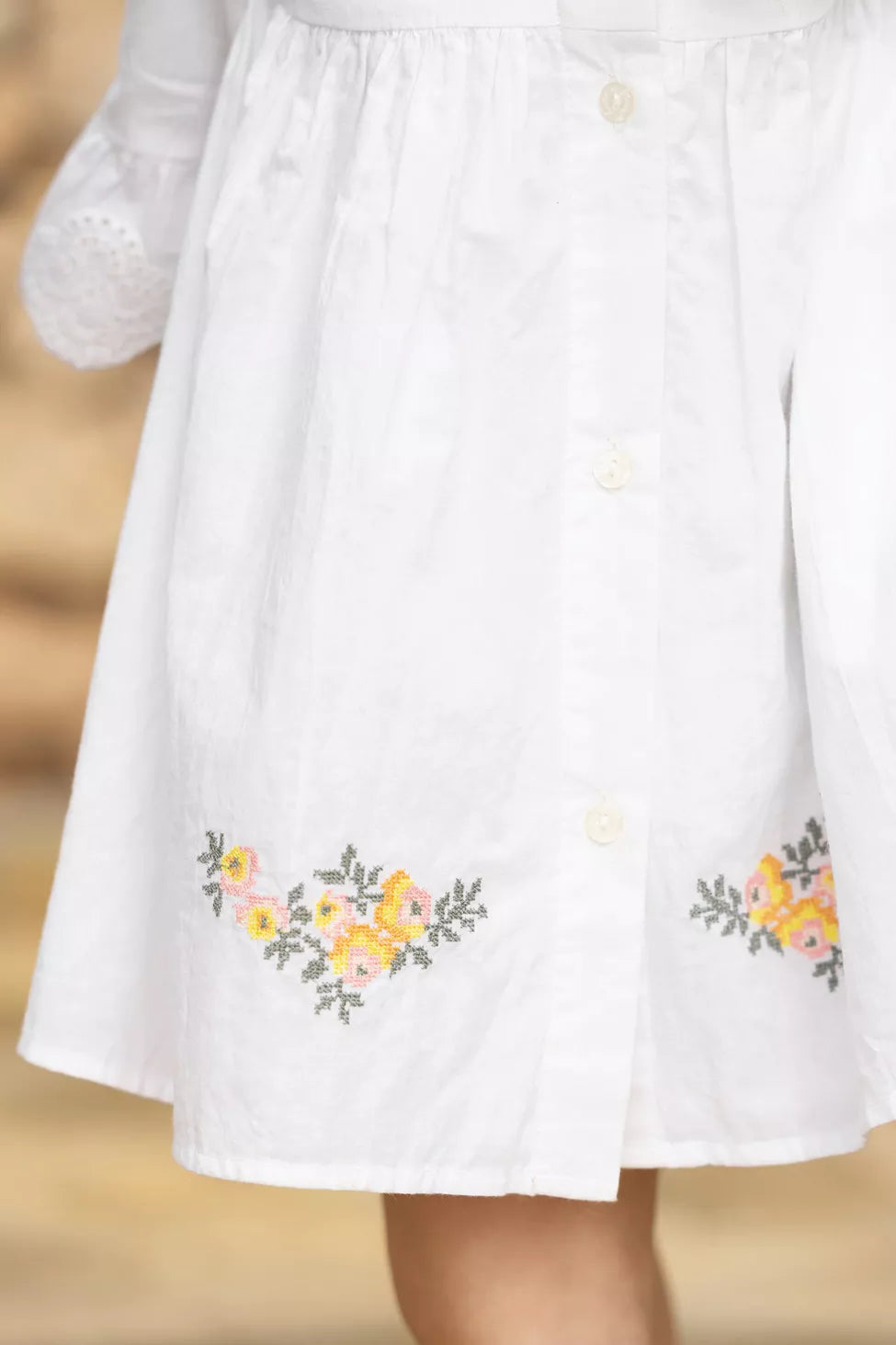 Blanc Floral Eyelit Dress