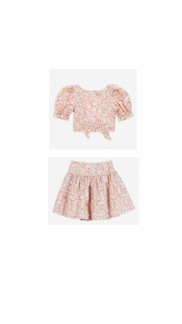 Skirt Emb Azalea with Blouse Open Back Set