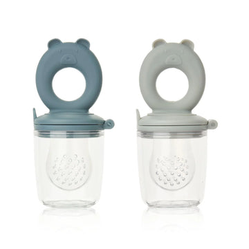 Miranda Bear Shape Food Feeder 2-Pack - Whale blue | Dove blue
