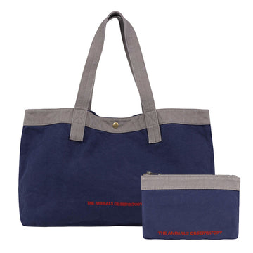 The Animals Big Canvas Bag + Clutch - Blue