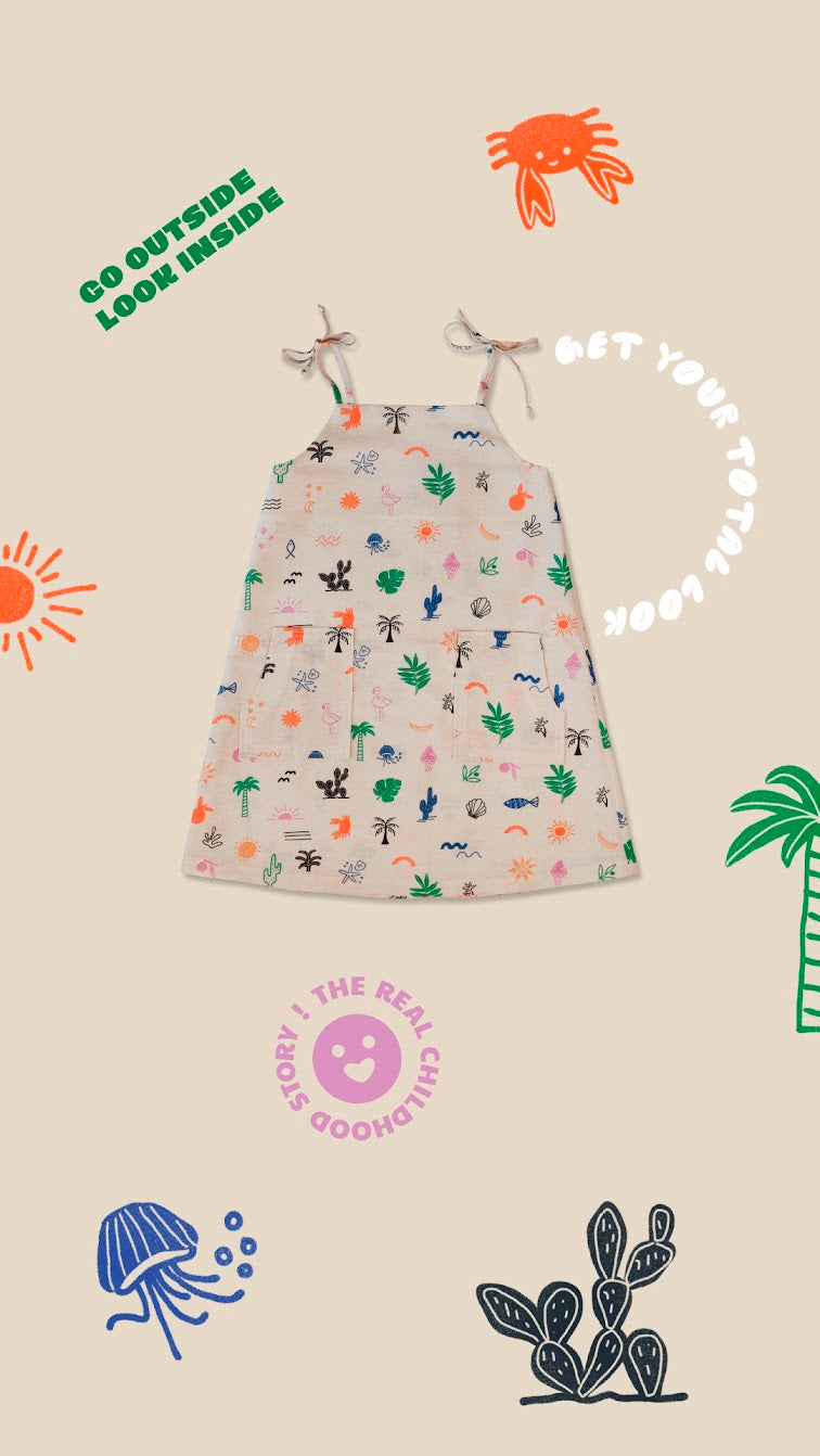 Child Linen Dress - Safari