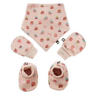 Mitten Footie Bib Set - Blush