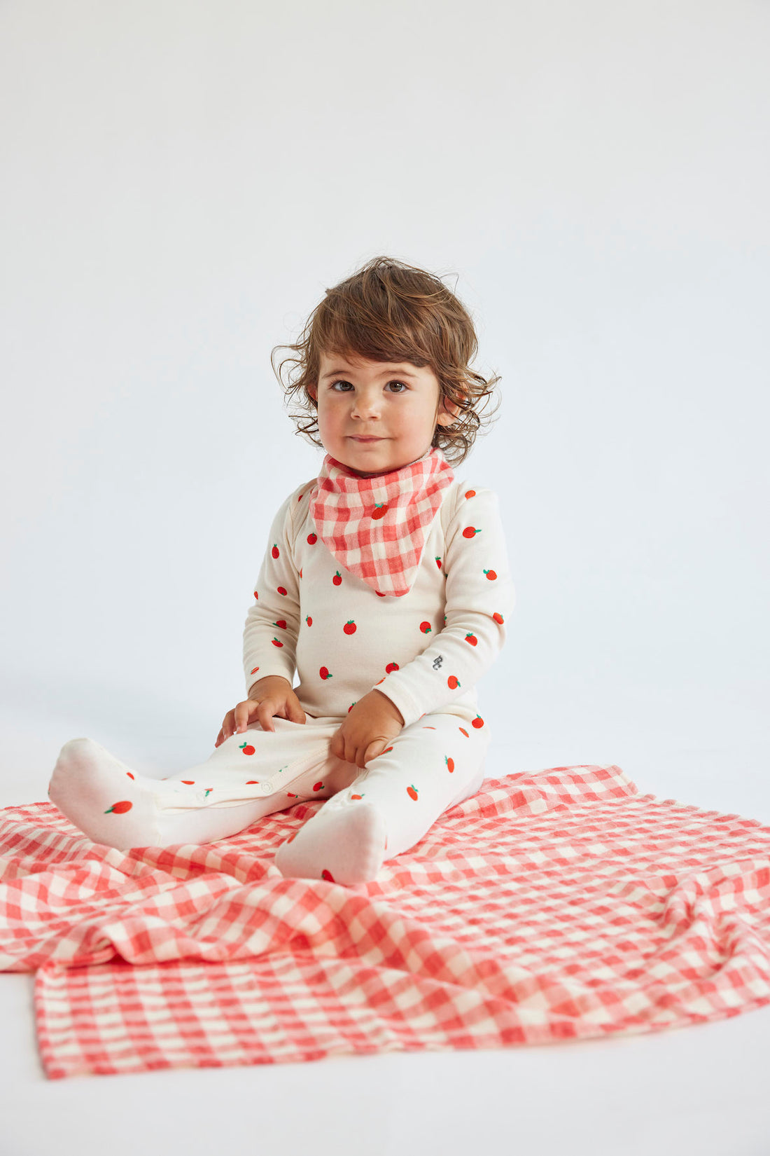 Tomato Overall Vichy Set