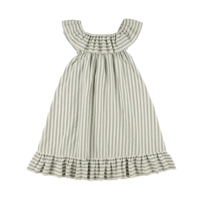 Long Ruffles Stripes Dress