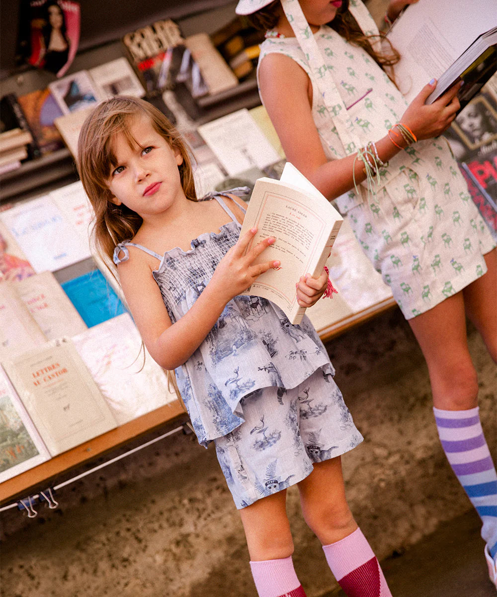 Kids Smocked Set - Ciel/toile de jouy
