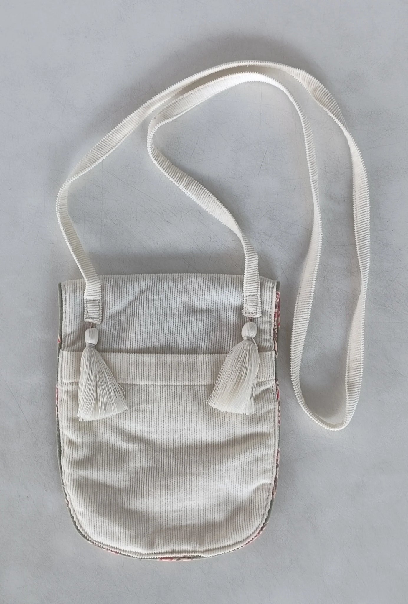 Off White Conduroy Solida Color Baby Purse