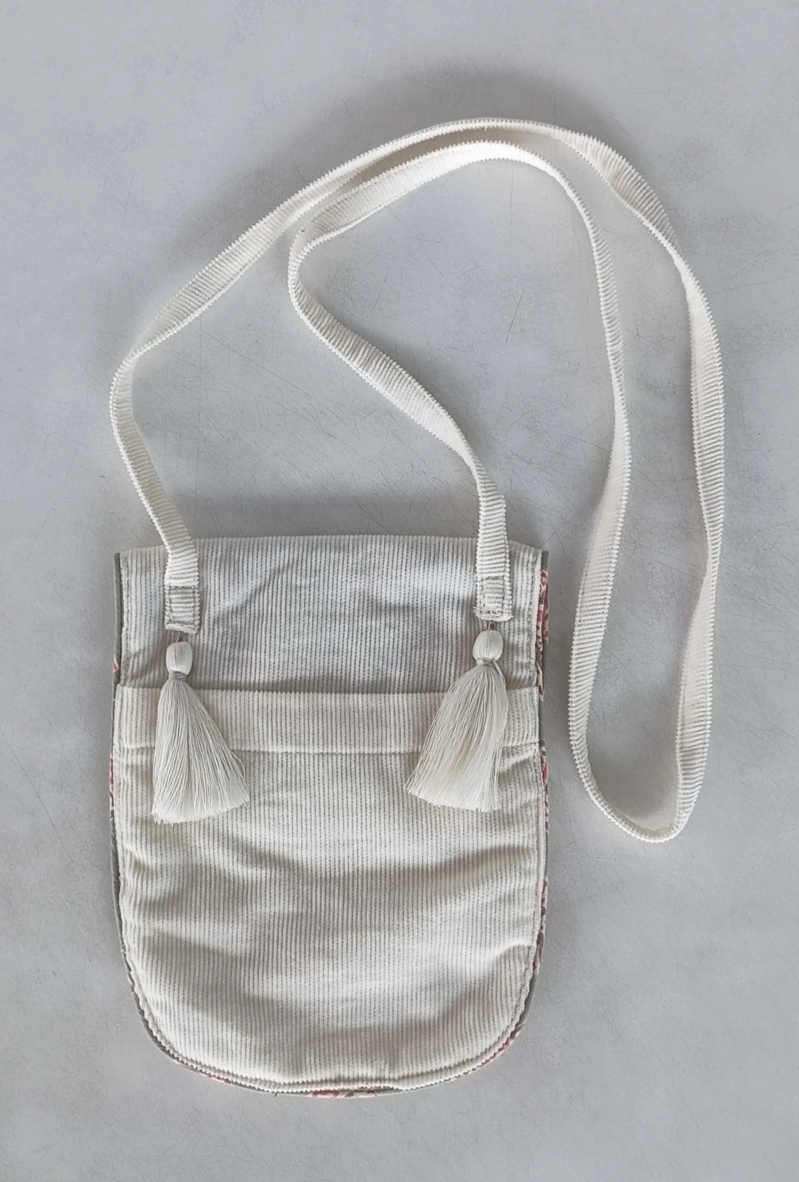 Off White Conduroy Solida Color Baby Purse