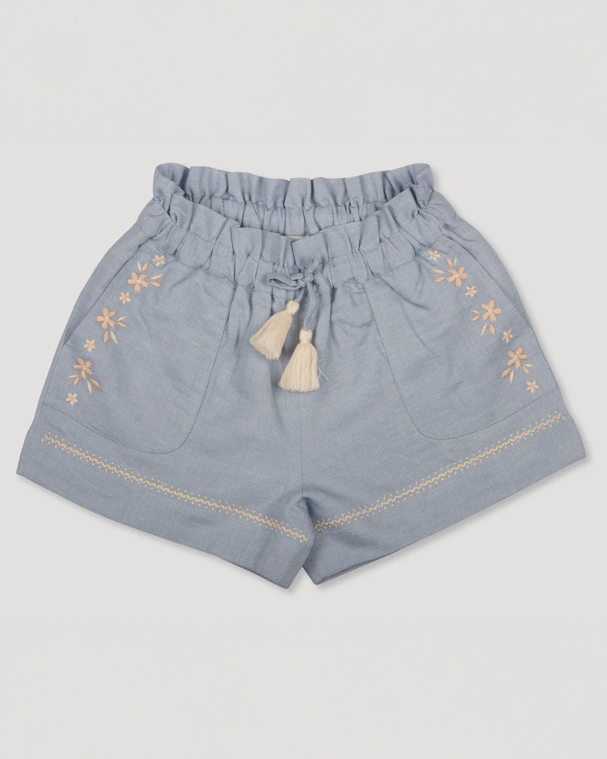 Irish Blouse Garder Flower & Roman Shorts Ocean Blue (set)