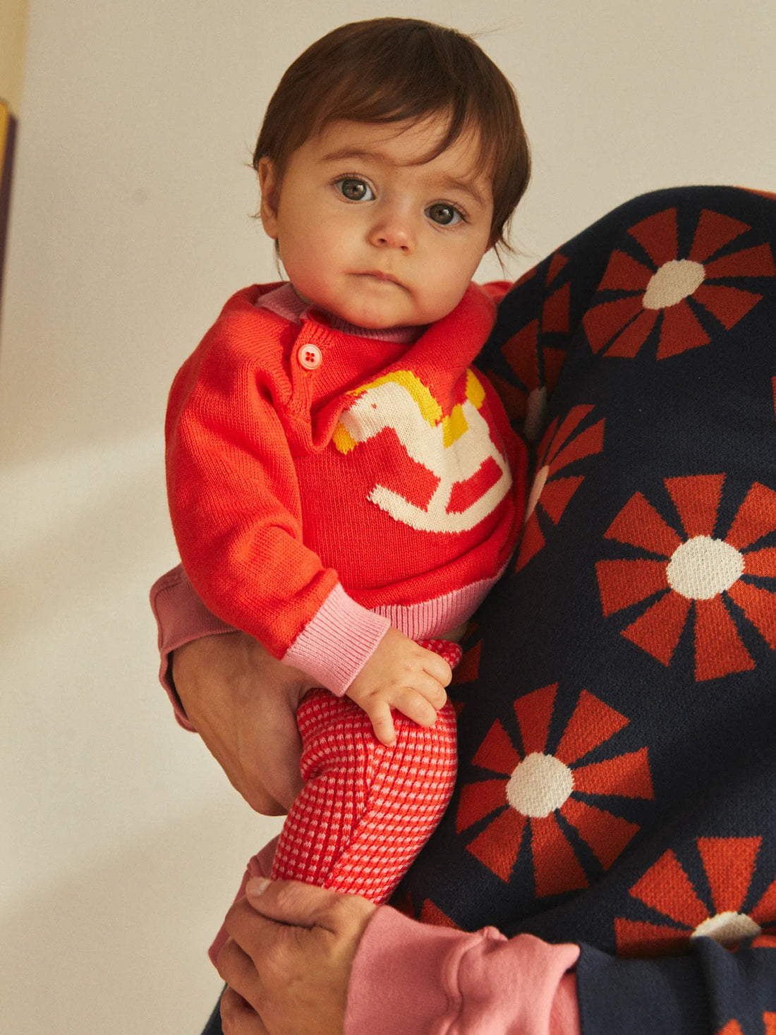 Rocking Horse jumper & knitted footed leggings & beanie ( SET )