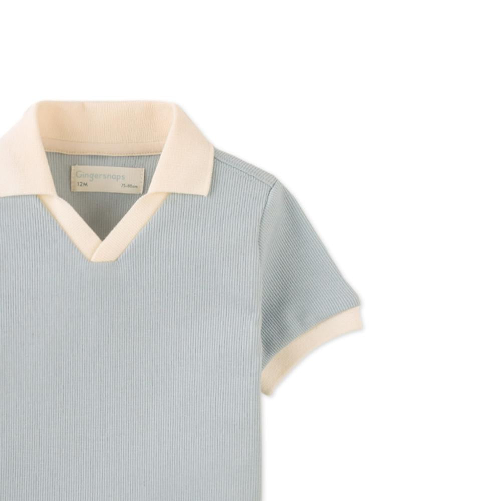 Baby Samuel Continuous Collar Polo Tee with Patch Details ( blue )