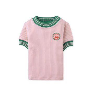 Emma Top with Embroidered Badge & Contrast Ribbing ( very tiny - choose bigger size )