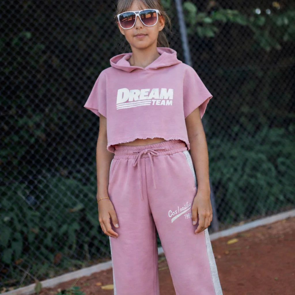 Wide jog pants & cut off hoodie ( SET )