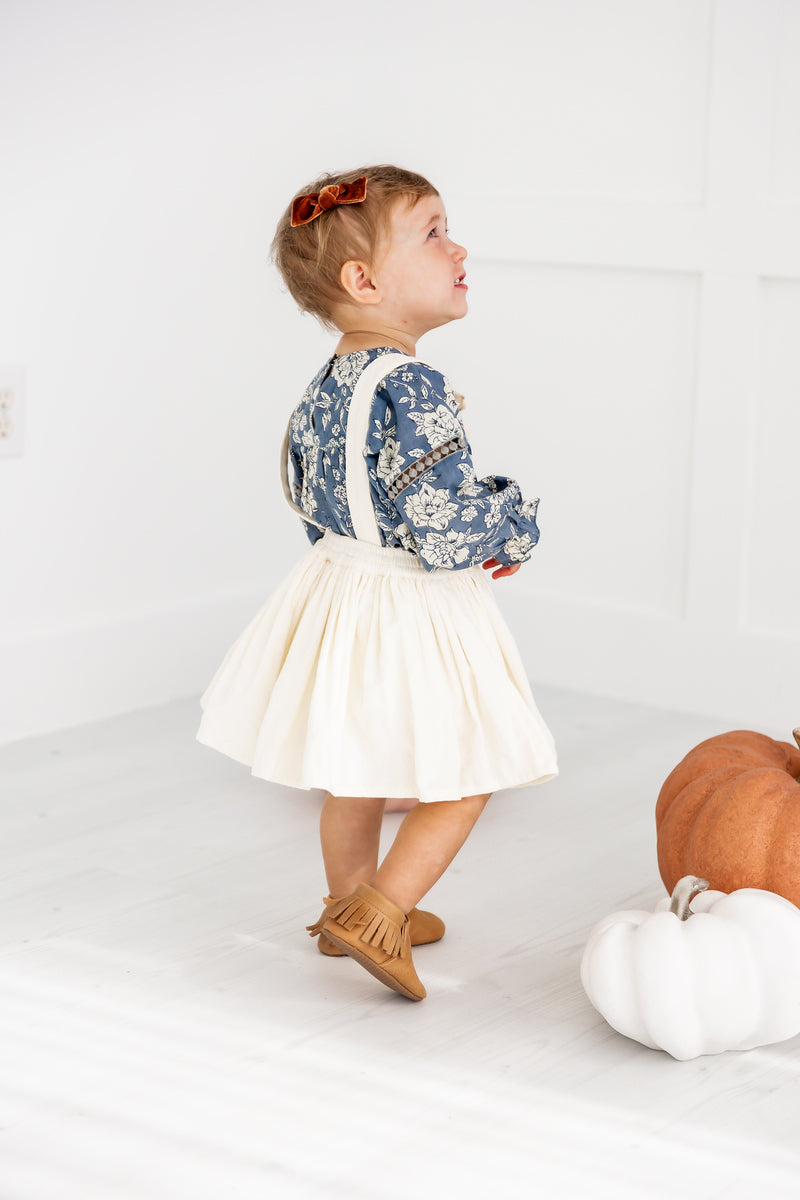 Off White Conduroy Solida Color Baby Skort Offwhite