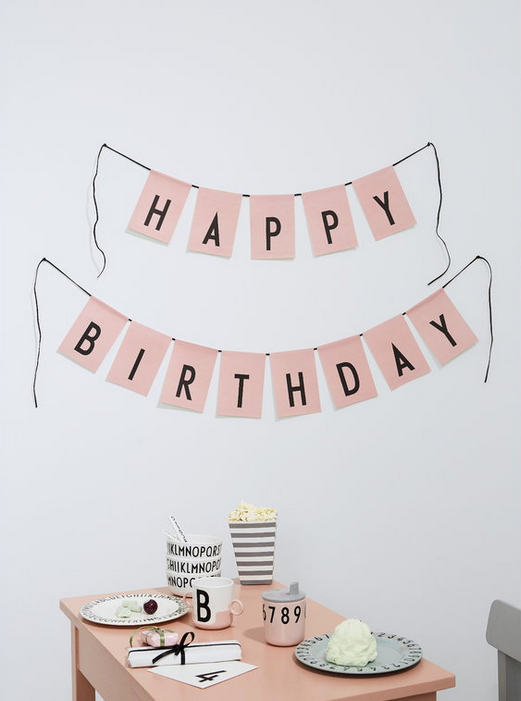 Happy Birthday Flags - Pink