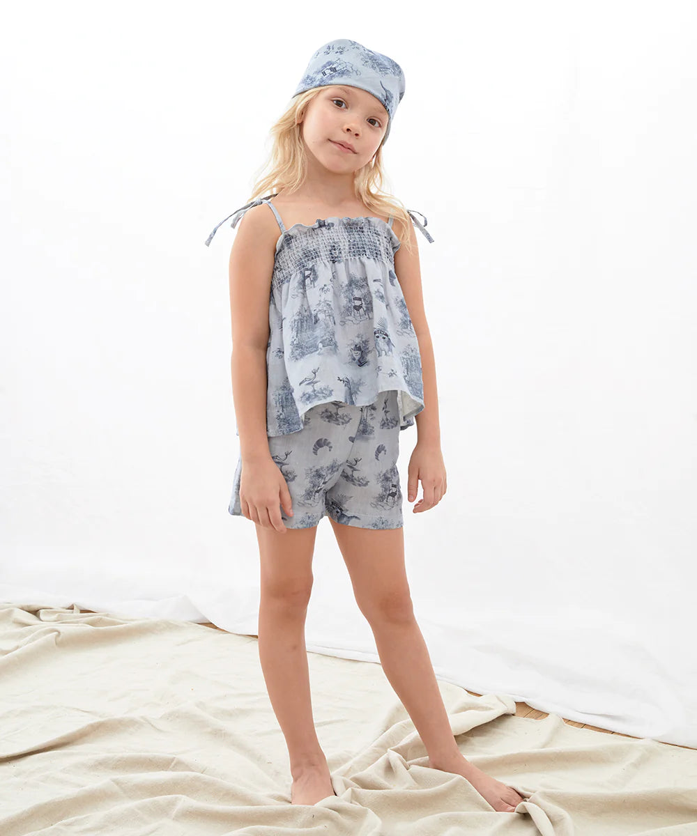 Kids Smocked Set - Ciel/toile de jouy