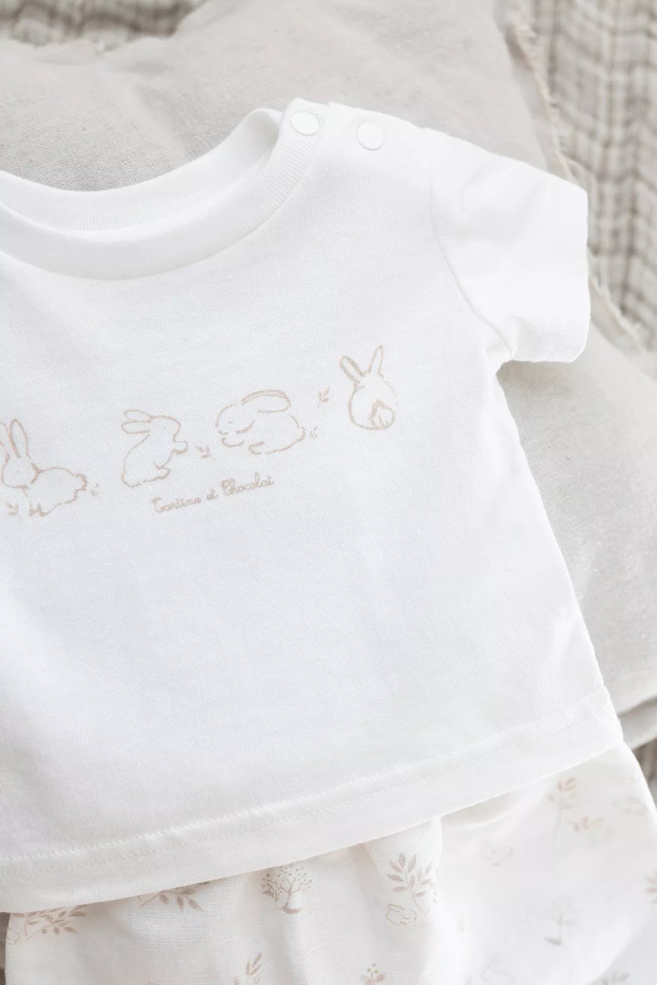 Beige Bunny Tee & Pant Set