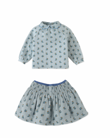 Baby Girl Floral Contrast Embro ( set )