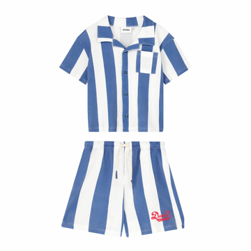 BOLD STRIPE PIQUE SHIRT & SHORT ( SET )