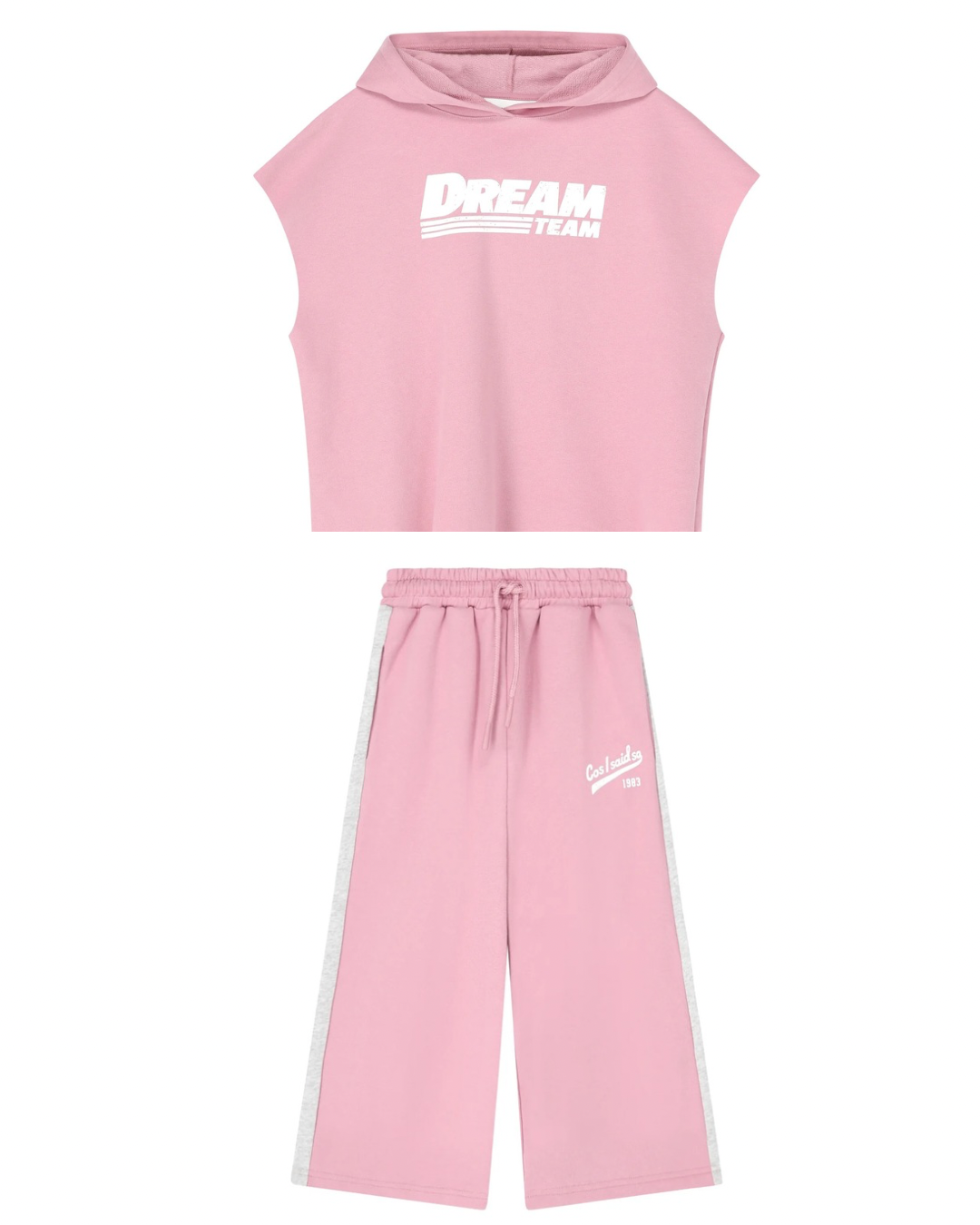 Wide jog pants & cut off hoodie ( SET )