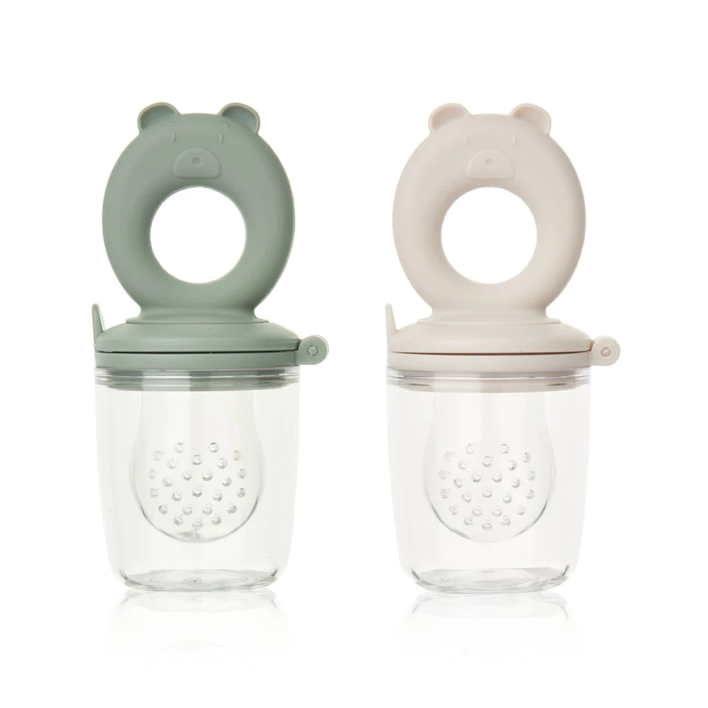 Miranda Bear Shape Food Feeder 2-Pack - Faune Green | Sandy
