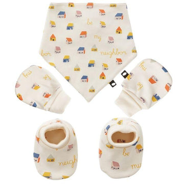 Mitten Footie Bib Set - White