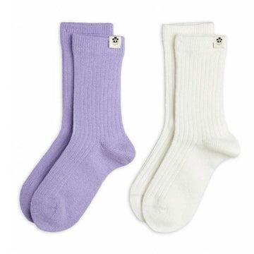 Wool Socks Set - Purple/White