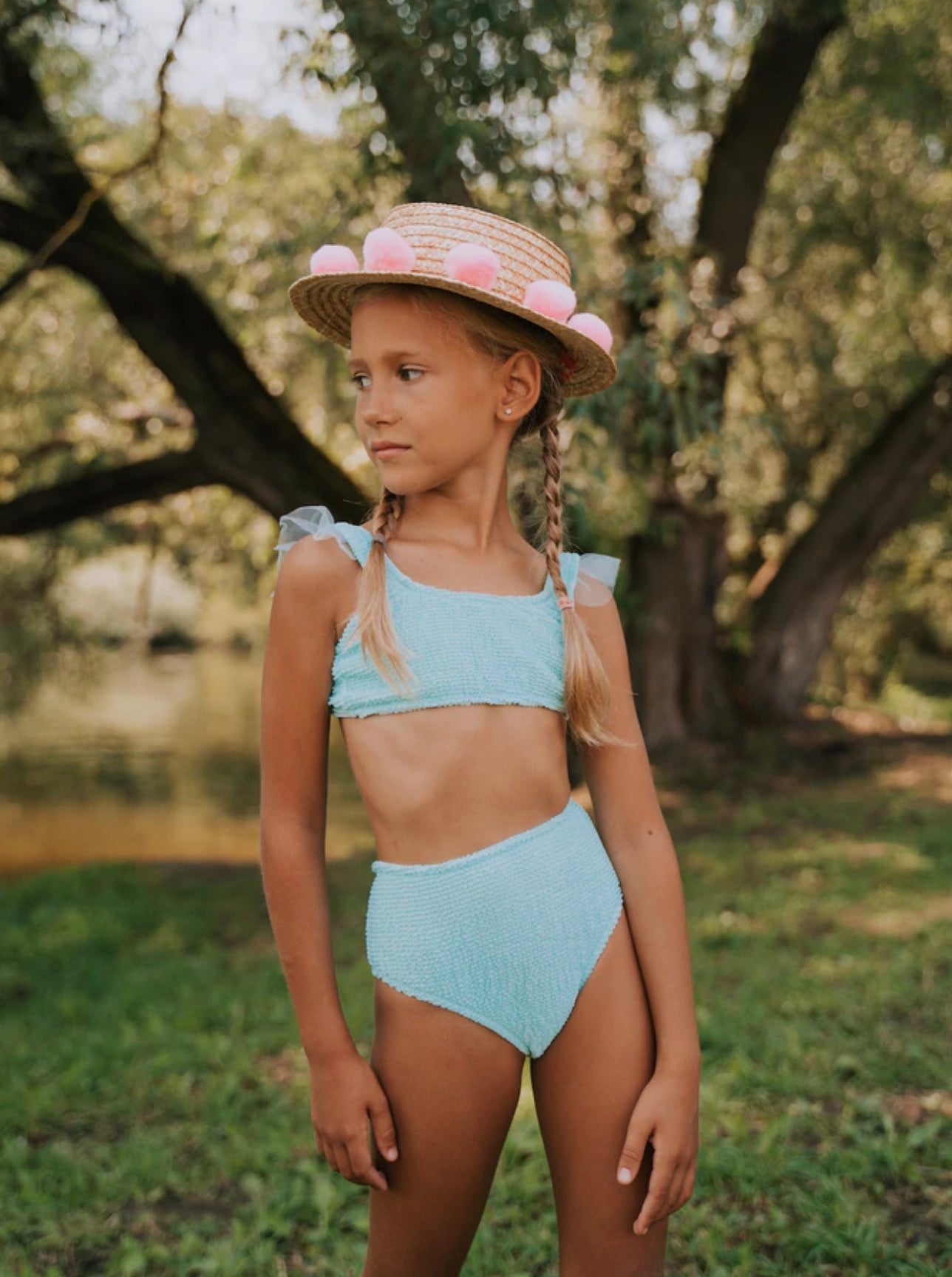 Daisy Wrinkle Highrise Bikini - Turquoise