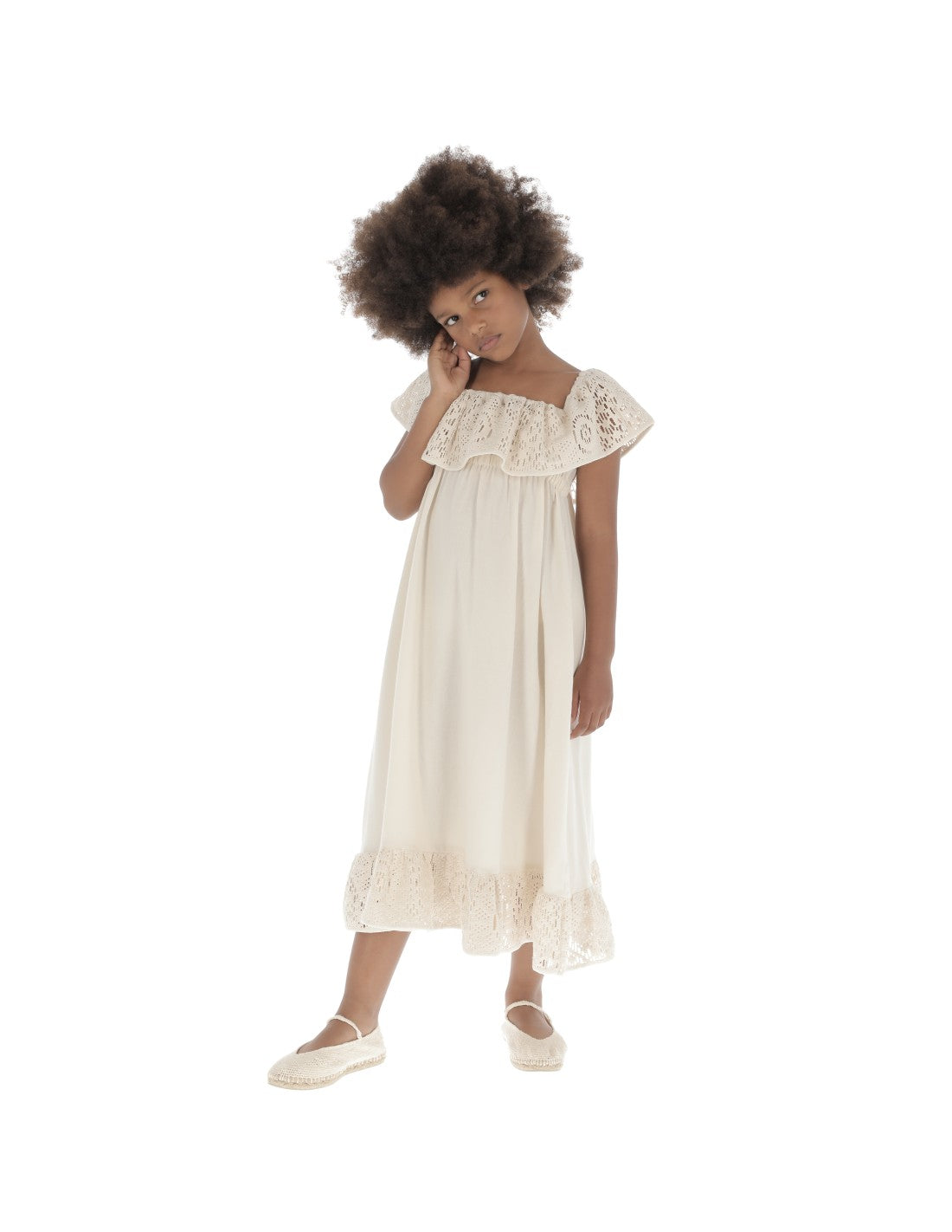 Long Ruffles Crochet Dress