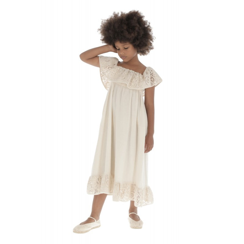 Long Ruffles Crochet Dress
