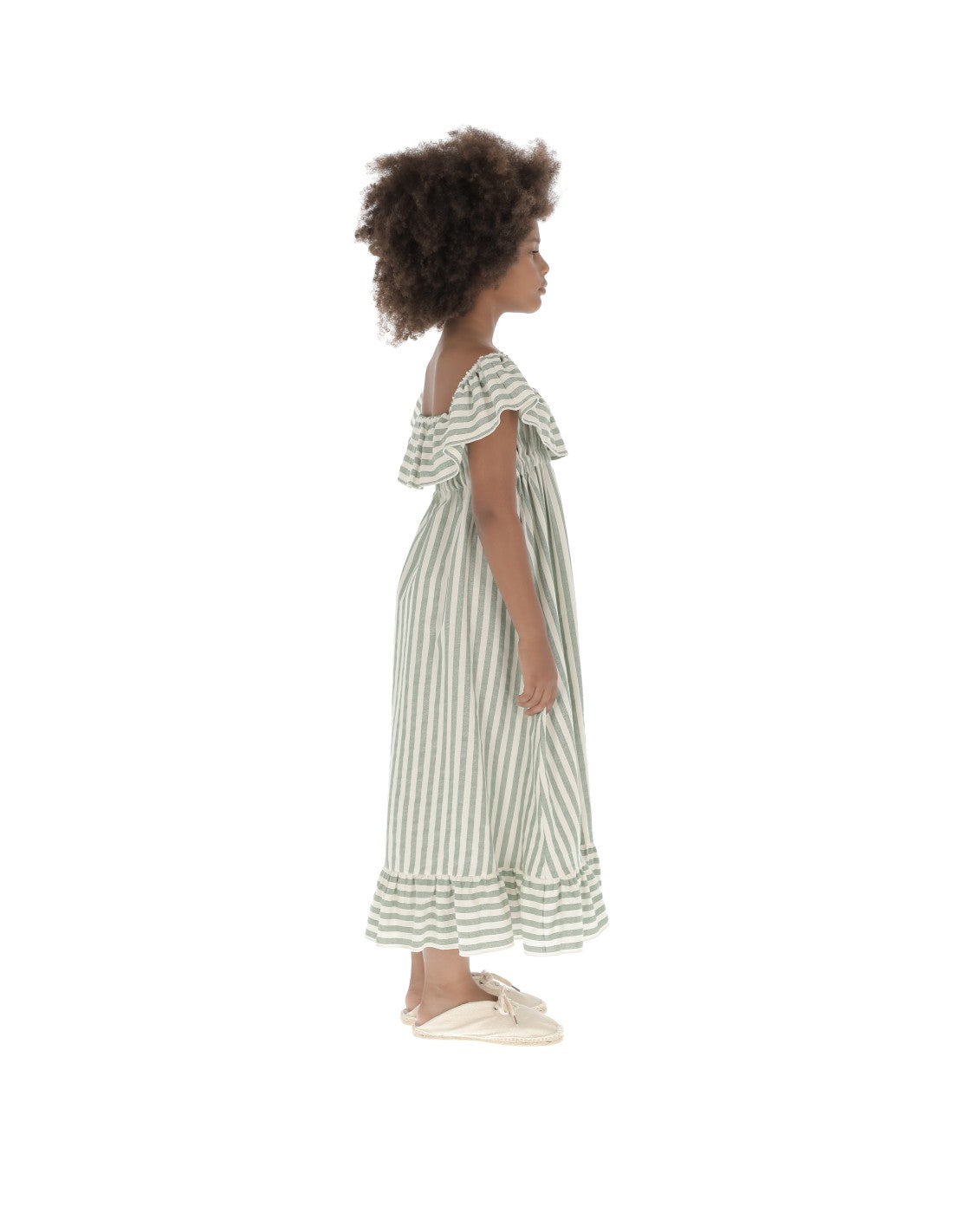 Long Ruffles Stripes Dress