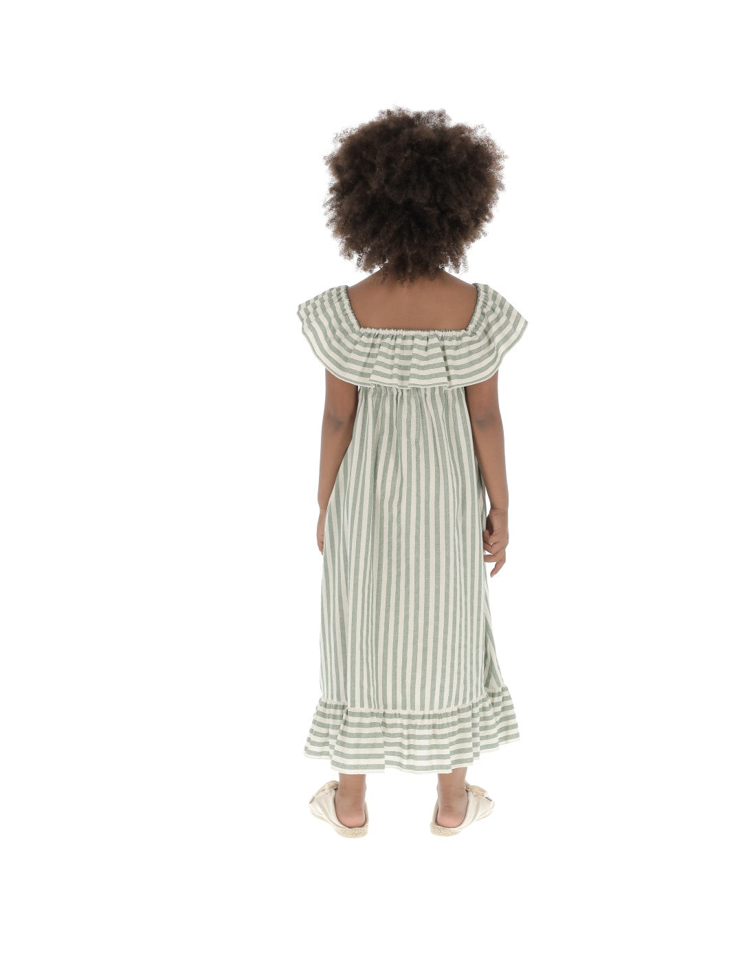 Long Ruffles Stripes Dress