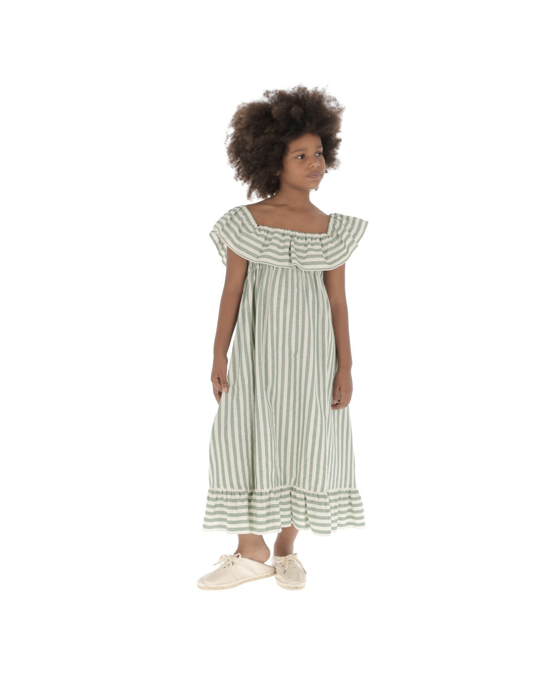 Long Ruffles Stripes Dress